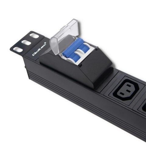 Qoltec Listwa zasilająca do Rack 19cali | circuit breaker | 1U | 10A | PDU | 8xIEC C13 | 2m