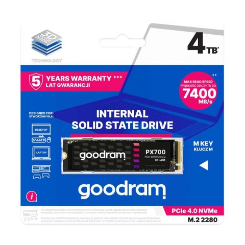 Dysk SSD GOODRAM PX700 4TB PCIe NVMe M.2 2280 (7400/6500) RETAIL