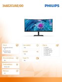 Philips Monitor 346E2CUAE 34 cale VA Curved HDMI DP USB-C HAS Głośniki