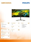 Philips Monitor 34 cale 34M1C5500VA Curved VA 165Hz HDMIx2 DPx2 HAS Głośniki