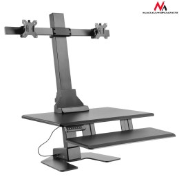 Uchwyt do monitorów klawiatury Maclean MC-796 podwójny, elektryczny do pracy stojąco-siedzącej max zmiana 60cm