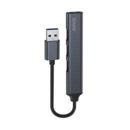 Savio Hub 4 porty USB-A - 3 x USB-A 2.0, 1 x USB-A 3.0, 5 Gbps, Aluminium, AK-70