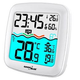 Stacja pogodowa GreenBlue GB216 z termometrem basenowym, zasięg 60m, czujnik pływający, temperatura, godzina, kalendarz, DCF