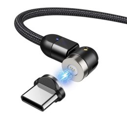 Kabel USB 2.0 Maclean MCE474 magnetyczny USB C kątowy 1m czarny