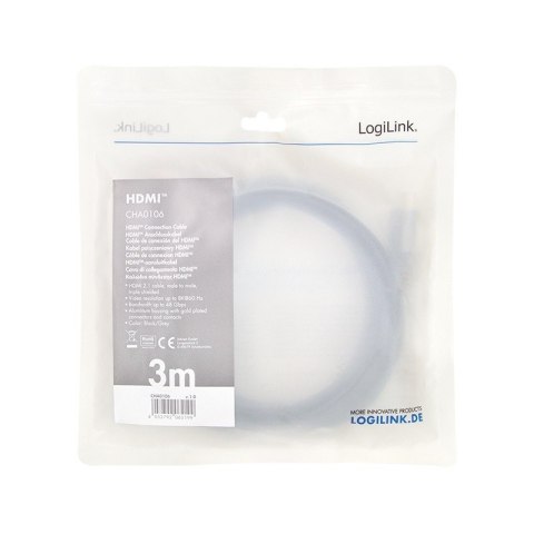 LogiLink Kabel HDMI 2.1 8K/60Hz aluminiowy 3m
