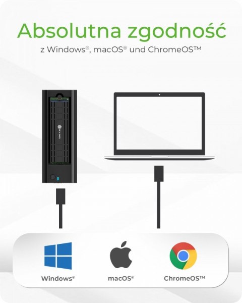 IcyBox Stacja dokująca IB-180MC-C31 M.2 NVMe&SATA Docking, USB 3.2 (Gen2) Type-C, Aluminium