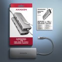 AXAGON HMC-8HLSA Wieloportowy hub USB-C 3.2 Gen 1 hub, 3x USB-A + 4K/30Hz HDMI + SD/microSD, GLAN, Audio, PD 100W, 20cm USB-C kabel