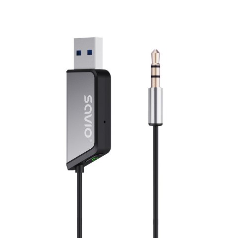 Savio Adapter transmiter AUX z bluetooth 5.3, funkcja zestawu głośnomówiącego, TR-16
