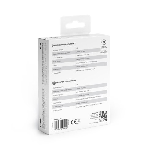 Savio Adapter transmiter AUX z bluetooth 5.3, funkcja zestawu głośnomówiącego, TR-16