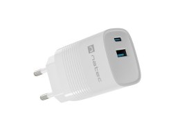 Natec Ładowarka sieciowa Ribera GAN 1X USB-A + 1X USB-C 30W Biała