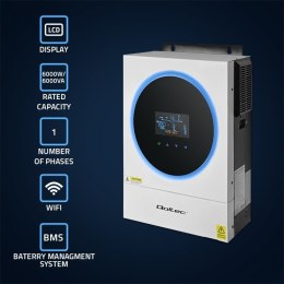 Qoltec Hybrydowy inwerter solarny Off-Grid 6kVA | 6kW | 120A | MPPT | LCD | Wi-Fi | BMS | Sinus