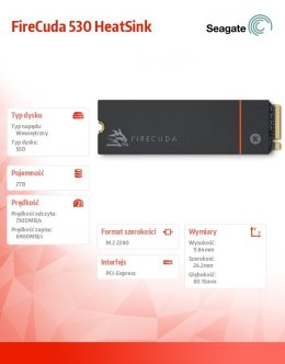 Seagate Dysk SSD FireCuda 530 2TB M.2S HeatSink