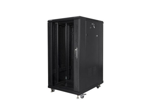 Szafa instalacyjna Rack stojąca 19" 22U 600x800 czarna Lanberg (flat pack)