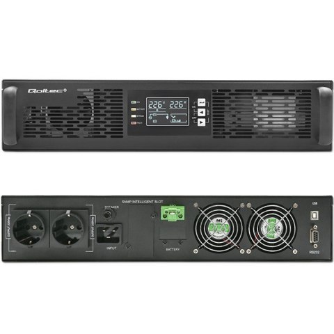Qoltec Zasilacz awaryjny UPS do RACK | 2kVA | 2000W | Power Factor 1.0| LCD | On-line