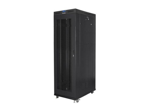 Szafa instalacyjna Rack stojąca 19" 42U 800x1200 czarna drzwi perforowane LCD Lanberg (flat pack)