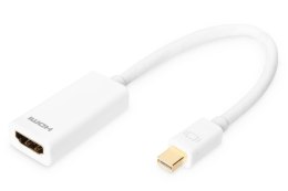 Kabel adapter DIGITUS mini Displayport 1080p 60Hz DP++ / HDMI M/Ż biały 0,15m