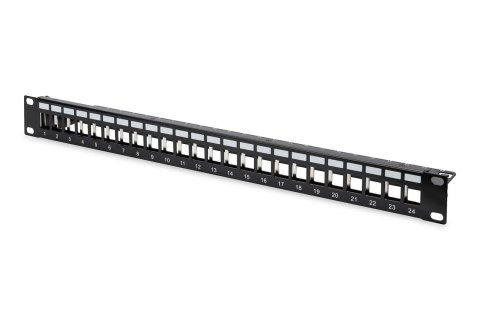 Patch panel pusty DIGITUS 19" 24 port 1U do modułów keystone (RAL 9005)