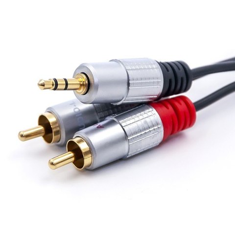 Qoltec Kabel 2xRCA / Mini Jack 3.5mm | 2m | czarny