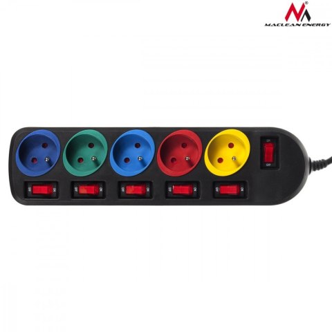 Maclean Listwa zasilająca 1,5m przedłużacz 5 gniazd MCE204M