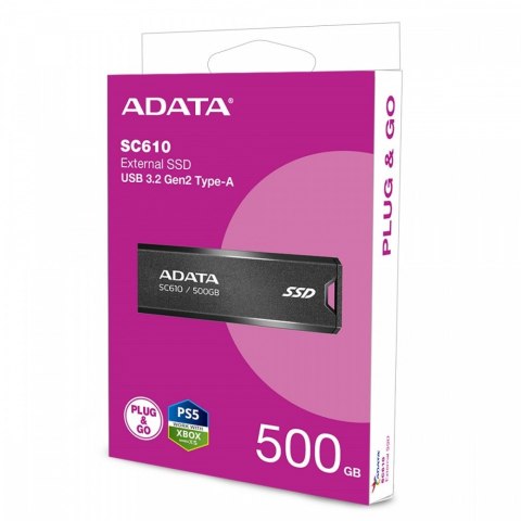 Adata Dysk SSD zewnętrzny SC610 500GB USB3.2A Gen2 czarny