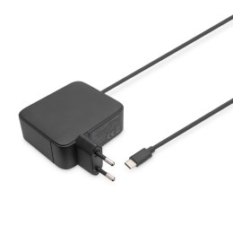 Ładowarka sieciowa DIGITUS zasilacz 1x USB-C PD 3.0 max. 100W GaN zintegrowany kabel 1,2m czarna