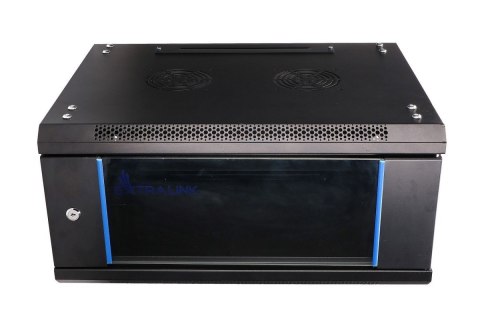 Extralink Szafka wisząca rack 4U 600x450 czarna szklane drzwi