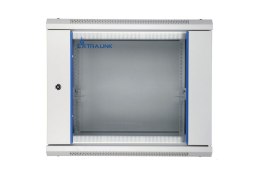 Extralink Szafka wisząca rack 9U 600x600 szara szklane drzwi