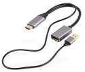 Adapter HDMI męski do DisplayPort żeński + USB-A męski 4K Gembird A-HDMIM-DPF-02