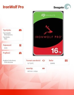 Seagate Dysk IronWolfPro 16TB 3.5'' 256MB ST16000NT001
