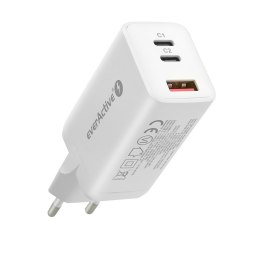 EverActive Ładowarka USB/USB-C QC4+ 65W technologia GaN Biała