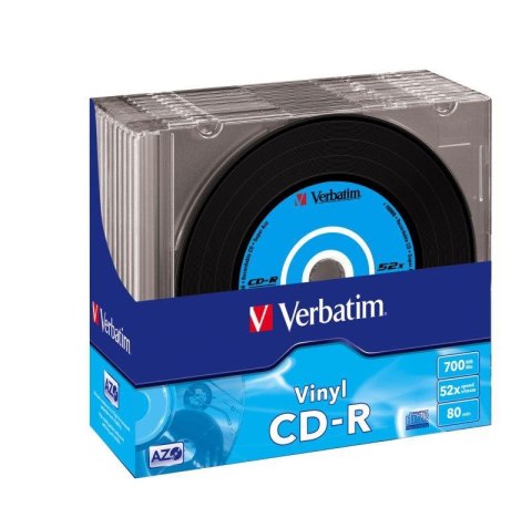 Płyty CD-R Verbatim 52x 700MB (Slim 10) VINYL AZO