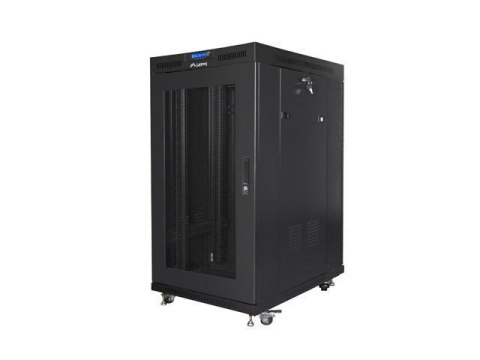 Szafa instalacyjna Rack stojąca 19" 22U 800x1000 czarna drzwi Perforowane LCD Lanberg (flat pack) V2