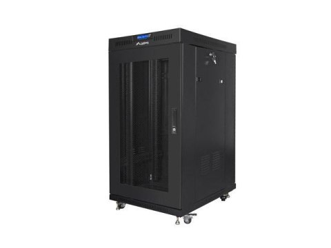 Szafa instalacyjna Rack stojąca 19" 22U 800x800 Drzwi Perforowane czarna Lanberg (flat pack) LCD V2