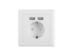 Lanberg Gniazdko podtynkowe 230V pojedyncze + 2x USB 2.1A schuko