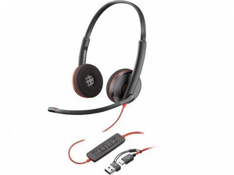 POLY Słuchawki Blackwire 3220 Stereo USB-C Headset +USB-C/A Adapter 8X228A