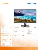 Philips Monitor 272S1AE 27 cali IPS DVI HDMI DP Pivot