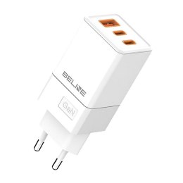 Ładowarka sieciowa Beline 65W GaN 2xUSB-C PD 3.0 + 1xUSB-A QC 3.0 bez kabla - biała