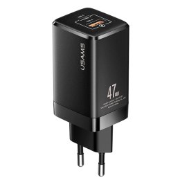 Ładowarka sieciowa Usams T41 47W GaN 1xUSB-C + 1xUSB PD 3.0 QC 4.0 bez kabla - czarny