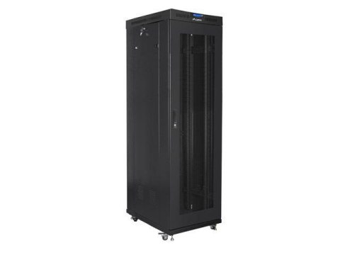 Szafa instalacyjna Rack stojąca 19" 42U 600x1000 czarna drzwi perforowane LCD Lanberg (flat pack) V2