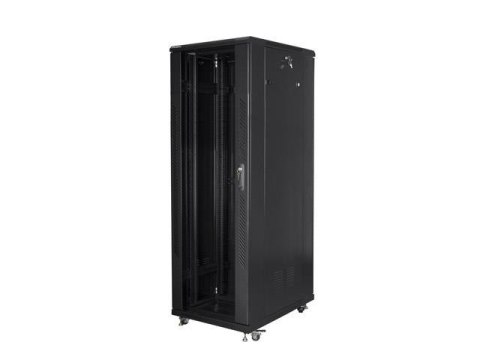 Szafa instalacyjna Rack stojąca 19" 47U 800x800 Drzwi Szklane czarna Lanberg (flat pack)