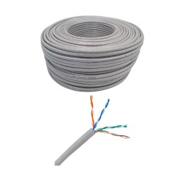 Kabel skrętka sieciowy LAN cat 6 UTP, szary, 100m , CCA, Netrack