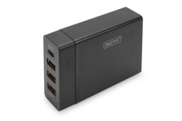 Ładowarka sieciowa DIGITUS uniwersalna 4-portowa 240V USB Typ C (5-20 V/3 A/60W) 3xUSB A, PD