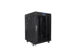 Lanberg Szafa instalacyjna Rack stojąca 19 15U 600X600 czarna, drzwi sklane (flat pack)