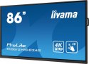 IIYAMA Monitor 85.6 cala ProLite TE8612MIS-B3AG,INFRARED,40pkt,VA,4K, 24/7, 7H, WiFi,VGA, HDMI, USB-c, Bluetooth,metal,8ms, vesa, głośn