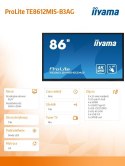 IIYAMA Monitor 85.6 cala ProLite TE8612MIS-B3AG,INFRARED,40pkt,VA,4K, 24/7, 7H, WiFi,VGA, HDMI, USB-c, Bluetooth,metal,8ms, vesa, głośn