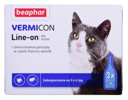 BEAPHAR VERMIcon Line-on Cat - krople przeciw pasożytom dla kota - 3x 1ml