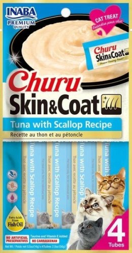 INABA Churu Skin&Coat Tuńczyk z przegrzebkami - przysmak dla kota - 4x14 g