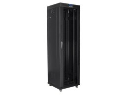 Lanberg Szafa instalacyjna rack stojąca 19 42u 600x600 czarna, drzwi szklane lcd (Flat pack)