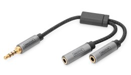 Kabel adapter audio splitter DIGITUS PREMIUM MiniJack 3,5mm /2x 3,5mm MiniJack M/Ż nylon 0,2m