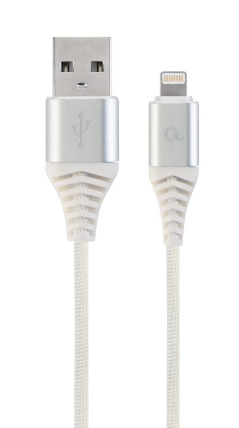 Kabel USB 2.0 (AM/8-pin lightning M) oplot tekstylny 2m biały Gembird